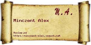 Minczent Alex névjegykártya